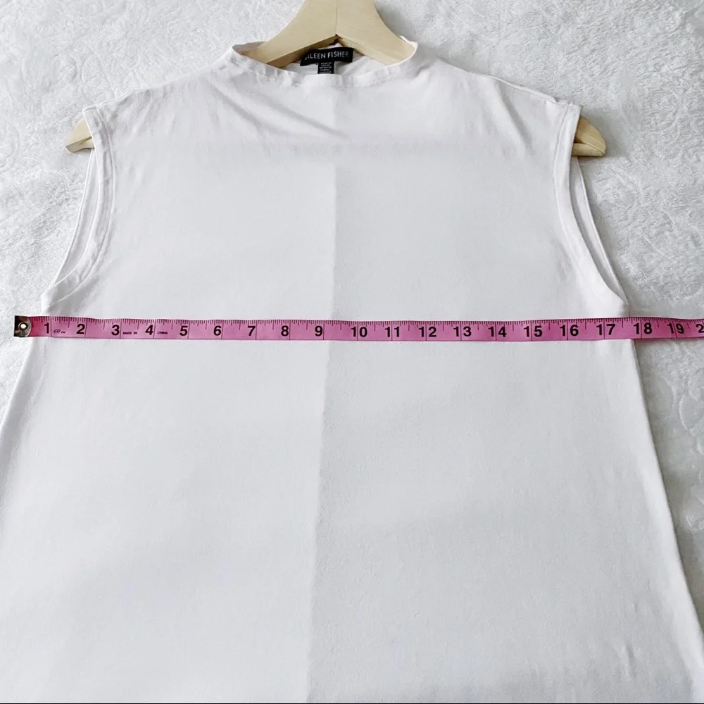 Eileen Fisher White Mock Neck Sleeveless Top - Picture 5 of 10